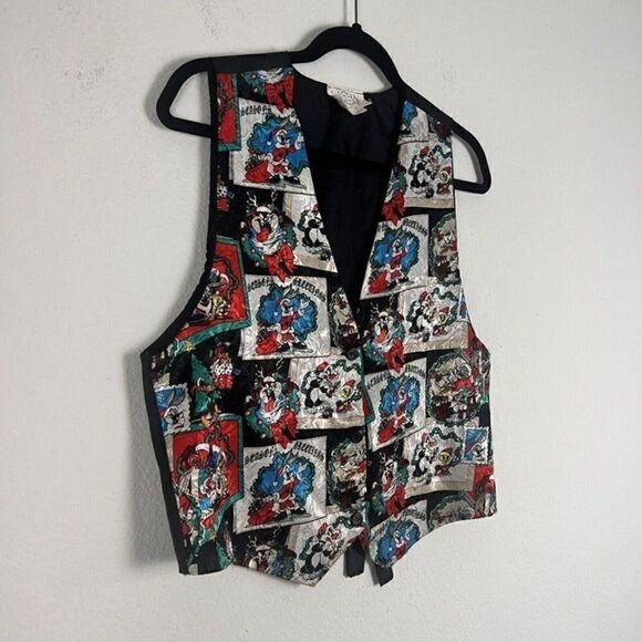 Looney Tunes Vintage 1994 Vest Season's Greetings Christmas Top Unisex One Size - Picture 11 of 11